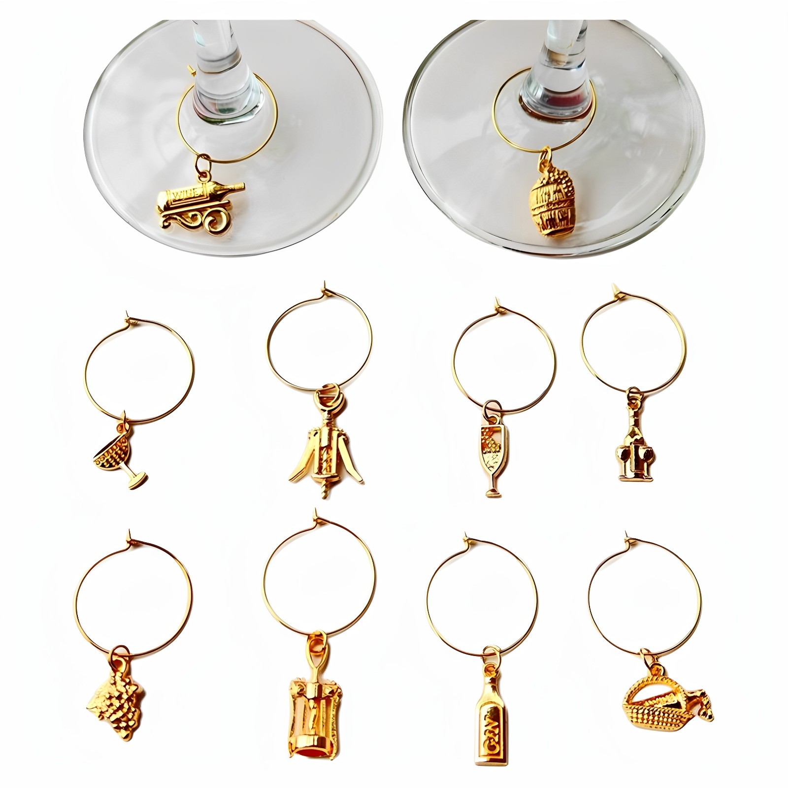 跨境新品创意酒杯环系列套装高脚杯挂件酒吧宴会派对红酒杯识别器