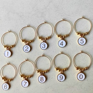 金属酒杯标记数字杯子区分器水杯区分器聚会水杯识别茶杯识别记号