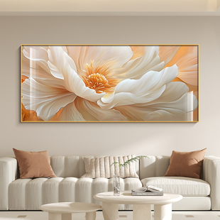 花卉奶油风客厅装饰画高级感花开富贵沙发背景墙挂画大尺寸晶瓷画