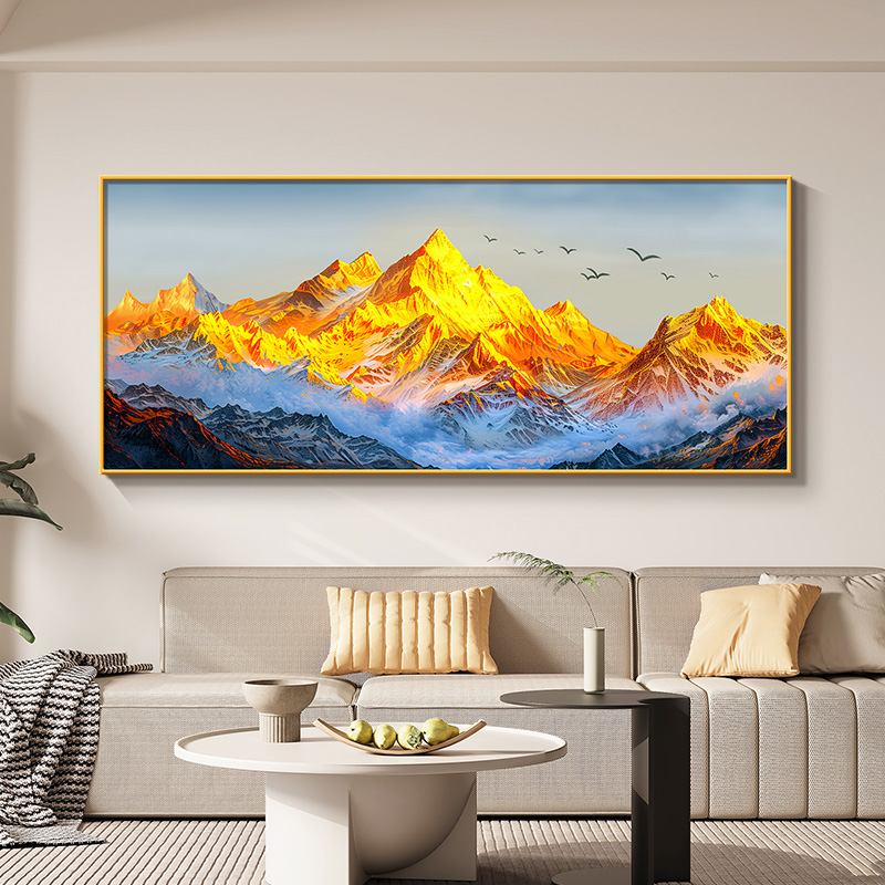 日照金山客厅装饰画山水画靠山图现代简约办公室沙发背景墙挂画