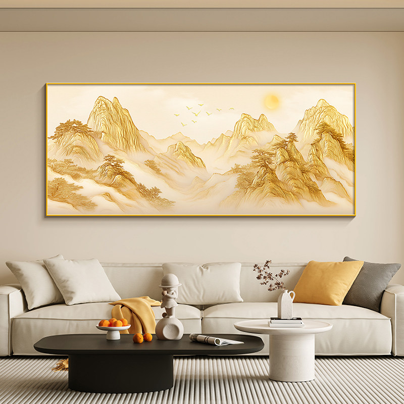 背靠金山客厅办公室寓意好挂画