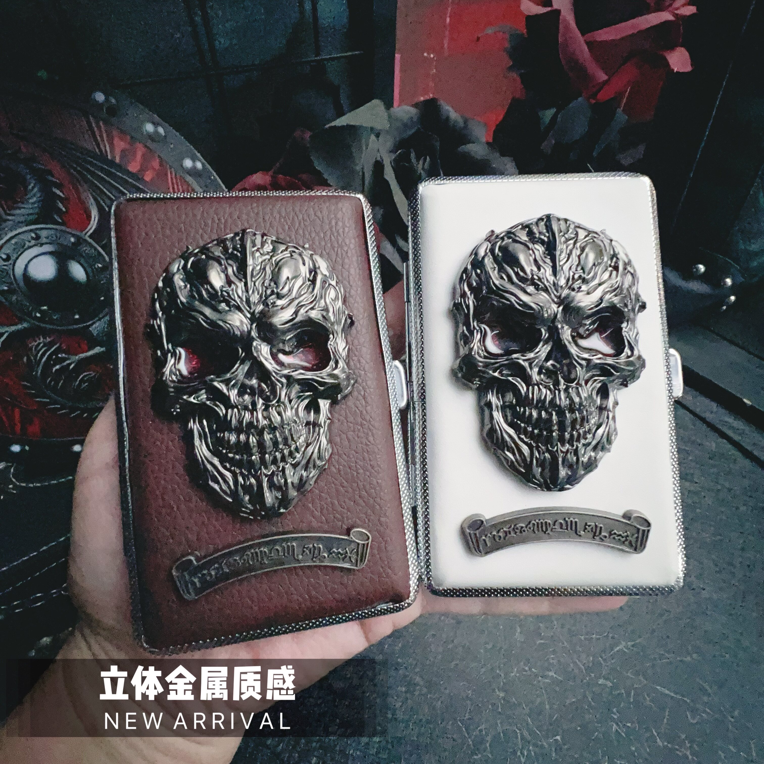 原创立体骷髅头金属烟盒男士个性金属质感烟盒20支装细支专用