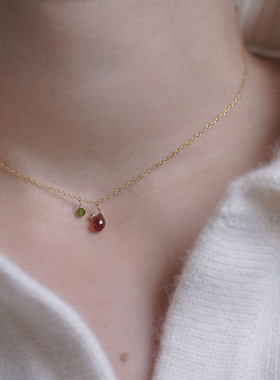 14k包金石榴透辉石项链