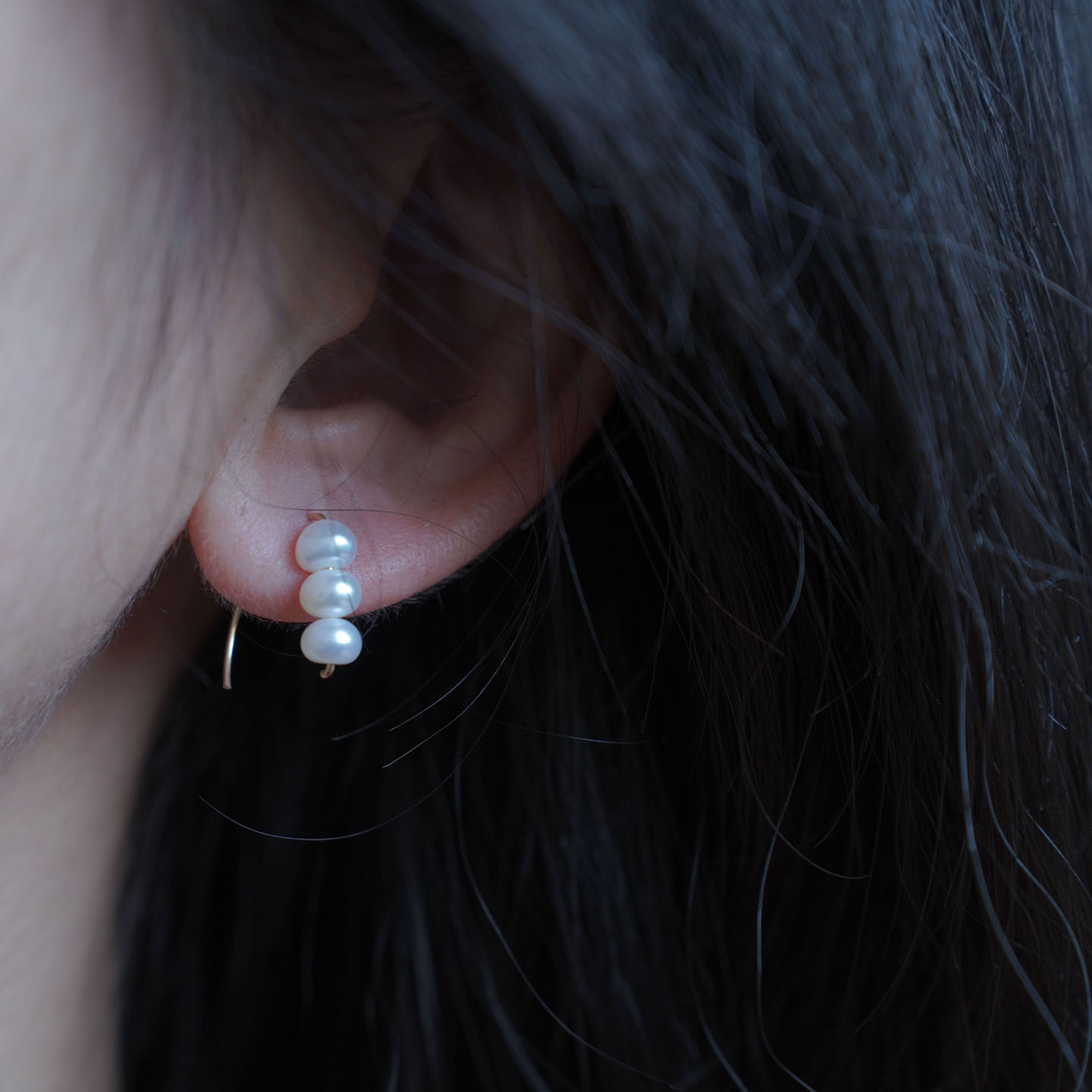 14k包金温柔风简约珍珠耳环