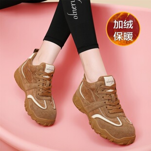 卡其德训鞋女2026新款秋季厚底增高休闲阿甘运动女鞋巨好看百搭爆