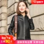 2019 xuân hè mới Áo khoác da nữ Hained phiên bản Hàn Quốc của áo khoác da xe máy cổ tròn giảm béo - Quần áo da áo da nữ zara