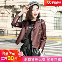 Mùa xuân 2019 mới và áo khoác nữ Hained leather ngắn phiên bản nhỏ của Hàn Quốc với kiểu dáng thon gọn phù hợp với áo khoác da xe máy - Quần áo da áo da cừu nhập khẩu