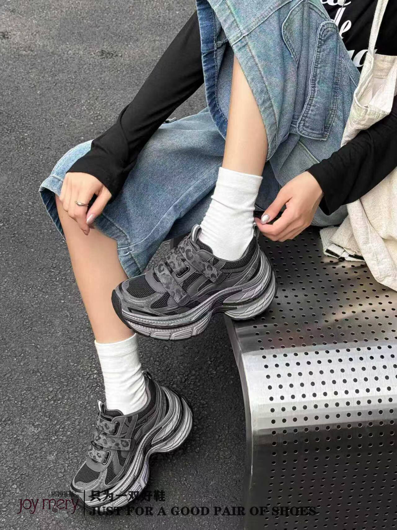 娇娅媚妮专柜正品2026新款真皮厚底拼色休闲老爹鞋百搭运动鞋