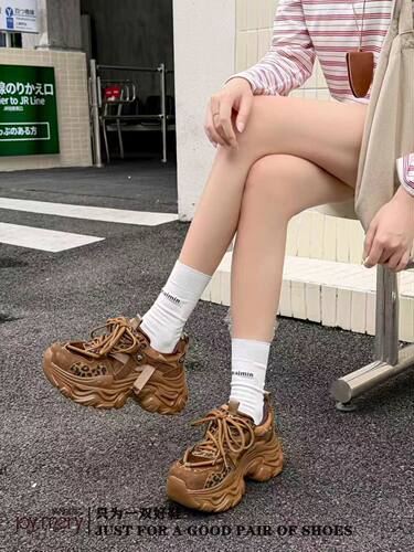 娇娅媚妮专柜正品2026新款牛皮豹纹厚底老爹鞋女休闲运动鞋潮