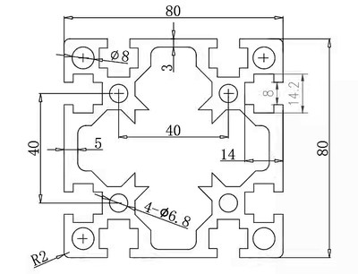 8080G国标铝型材80铝合金型材80GW国标铝型材框架 8080国标重型材