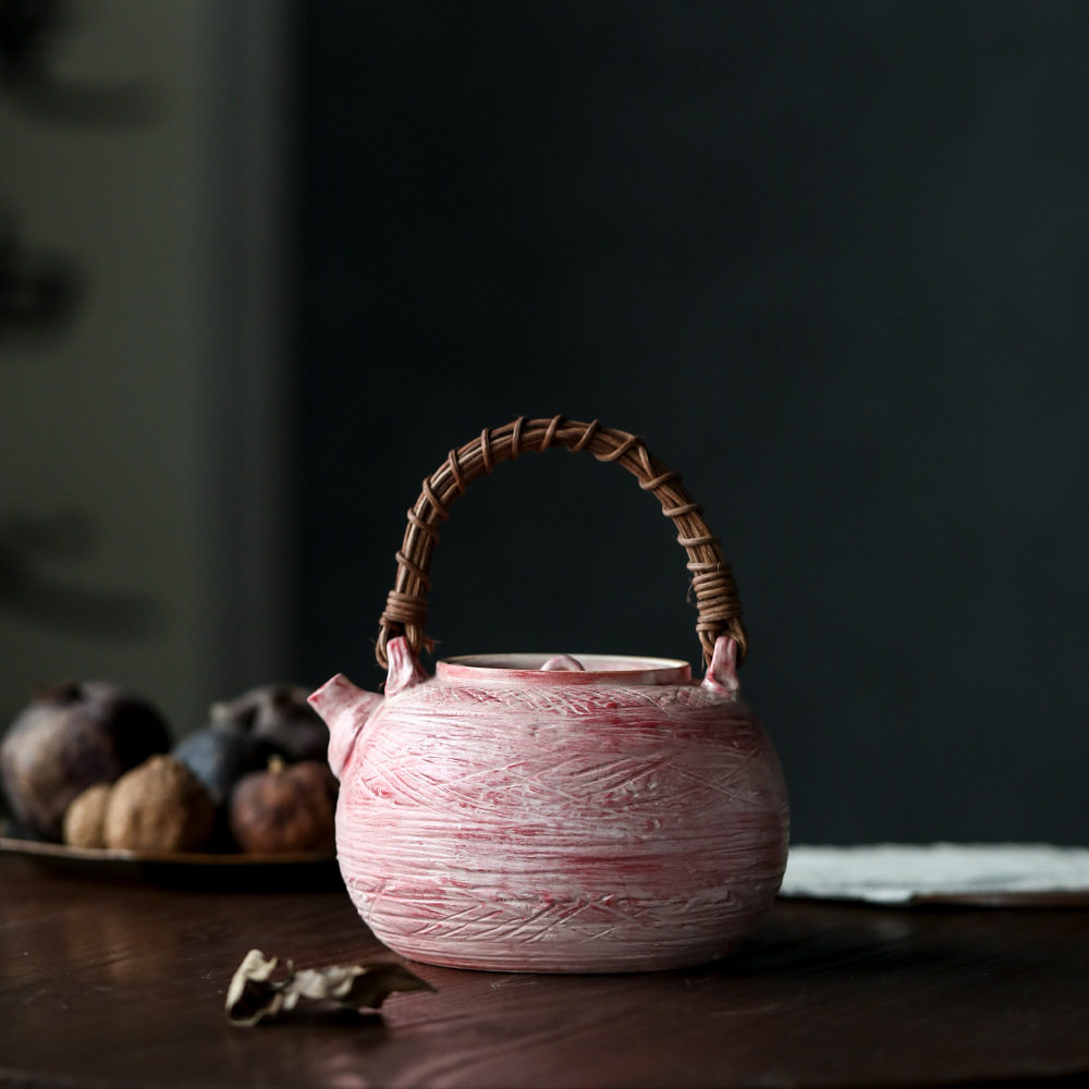 晴先生景德镇樱花粉围炉煮茶壶烧水壶提梁紫砂壶古朴可电陶炉明火