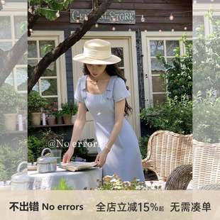 不出错No errors法式优雅气质方领蝴蝶结法式连衣裙 2025夏季新款