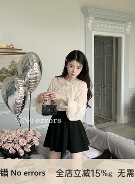 不出错No errors 法式设计感灯笼袖木耳边减龄衬衫 2025秋季新款