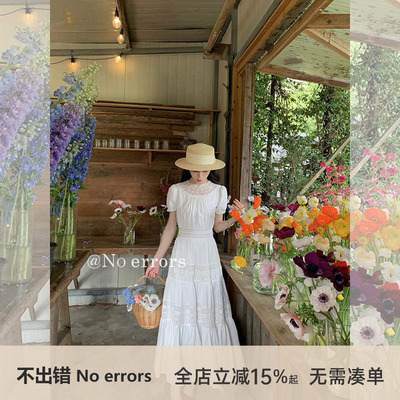 不出错No errors【天鹅湖】重工蕾丝拼接纯棉法式连衣裙26夏新款