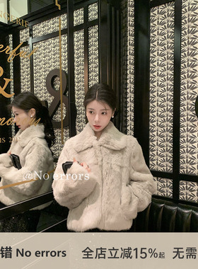 不出错No errors【千金兔兔】气质保暖真兔拼接毛皮草外套 冬新款