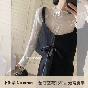 不出错No errors【微甜百利】优雅重工蕾丝花朵打底衫 2026春新款