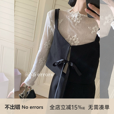 不出错No errors【微甜百利】优雅重工蕾丝花朵打底衫 2026春新款