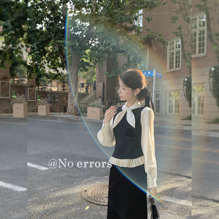 不出错No errors  可拆卸兔耳朵领结收腰天丝衬衫设计感叠穿神器