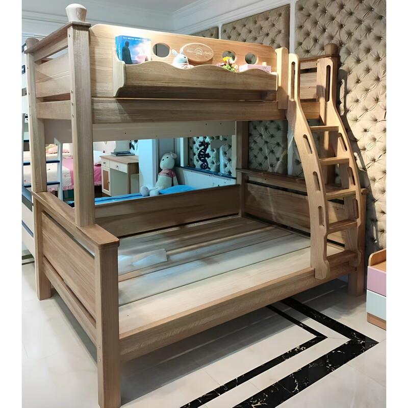 全实木高低床木蜡油子母床儿童床双层上下床北美实木上下铺两层床