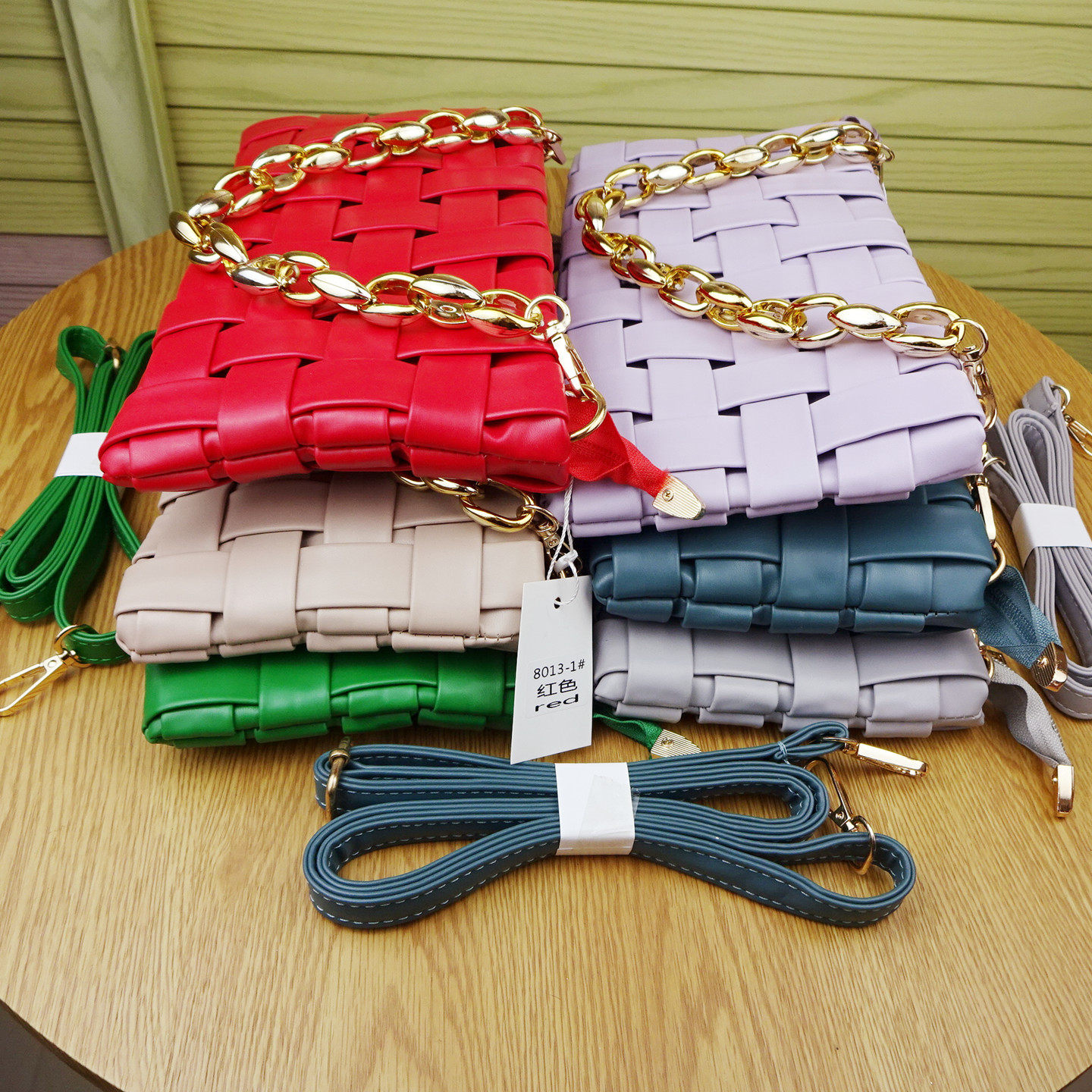 真PU皮编织包女2026新款时尚单肩包手提包链条包枕头包斜跨包小包