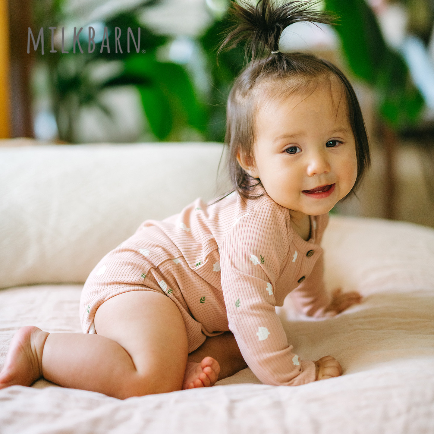 Milkbarn2026秋冬新品婴幼儿长袖连体服/宝宝包屁衣/分体家居服