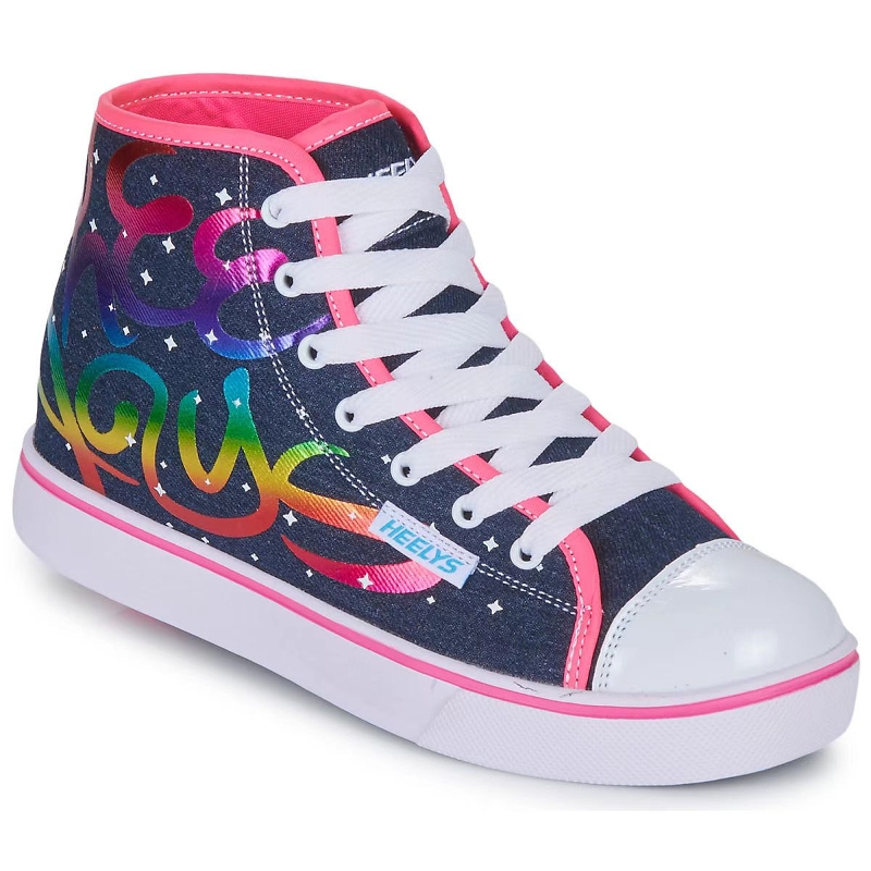正品美国heelys暴走鞋女儿童学生成人多彩牛仔布轮滑鞋