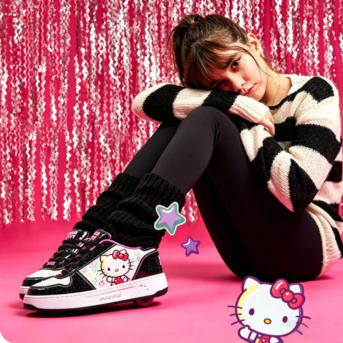 正品美国heelys暴走鞋女儿童学生成人多彩牛仔布轮滑鞋