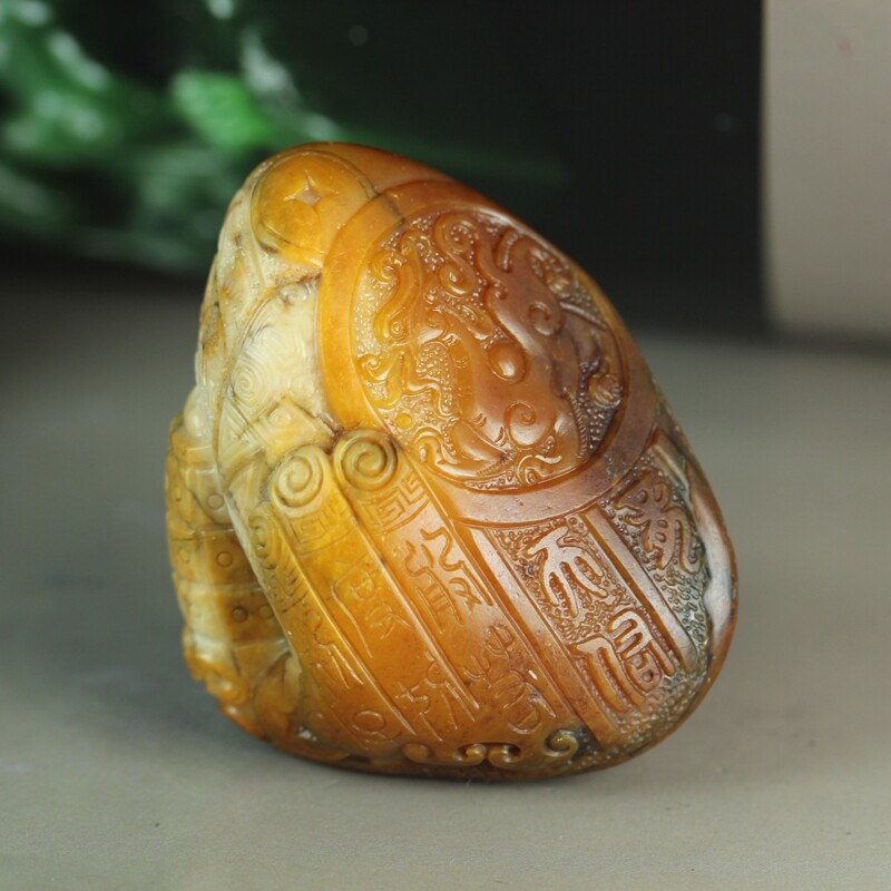 玉小六 和田玉新疆和田玉 雕刻精细熟润靓丽的黄沁籽料锦灰堆把件