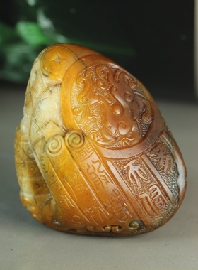 黄沁籽料锦灰堆把件和田玉新疆