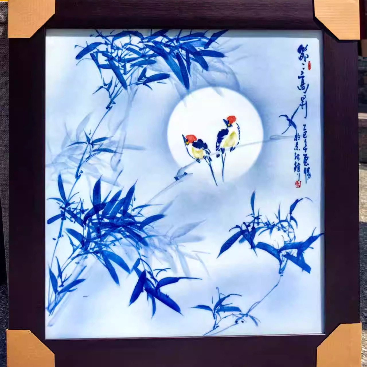 景德镇手绘青花瓷板画新中式餐厅客厅沙发背景墙挂画装饰画定做厂图片