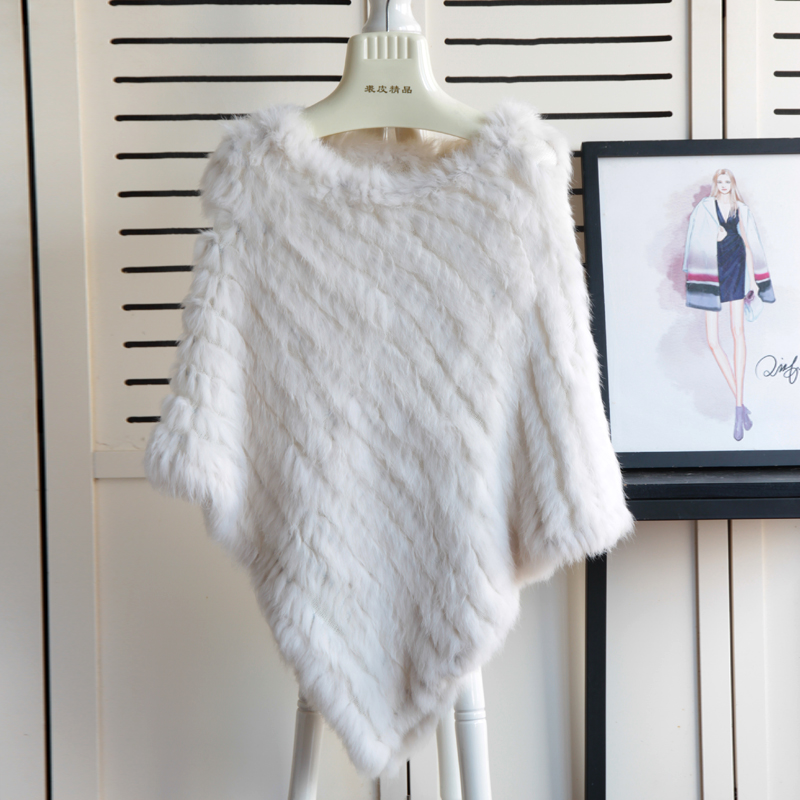 韩版新整皮兔毛三角披肩