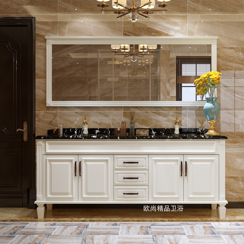 北欧美式橡木浴室柜实木卫浴洁具落地洗漱台盆洗手盆洗脸盆柜D040