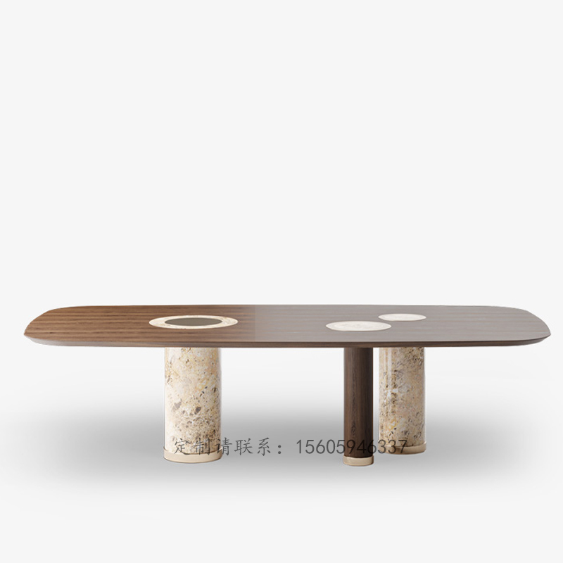 轻奢大理石餐桌现代大师设计复古美式方形桌子别墅家用高端定制