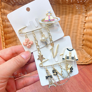 珍珠复古大别针胸针外套开衫优雅气质大气流苏小香ins风5字配饰女