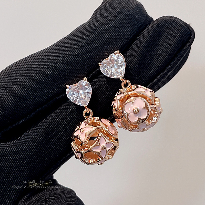 高级感轻奢粉色珐琅滴油老fa锆石花朵耳环 时尚镶钻小包耳钉耳饰,饰品/流行首饰/时尚饰品新,耳环,淘宝优惠券,粉丝福利购,淘宝优惠卷