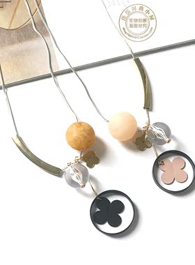 百搭项链圆球花朵森系棉麻装饰链