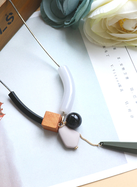 原木树脂长项链棉麻服饰森系配饰