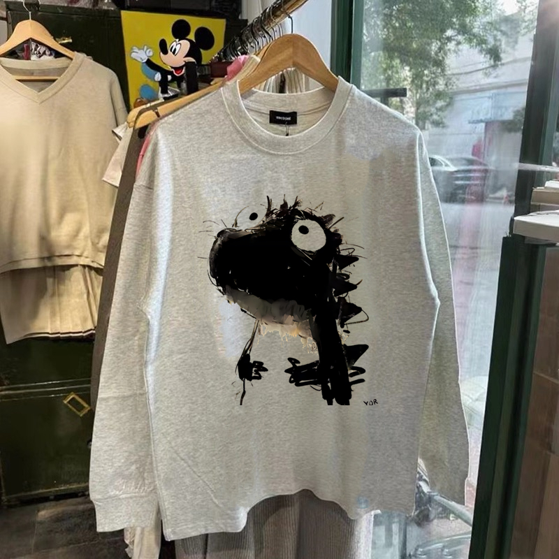 300克重磅纯棉！春秋冬潮牌长袖T恤男日系小青蛙宽松打底衫上衣女