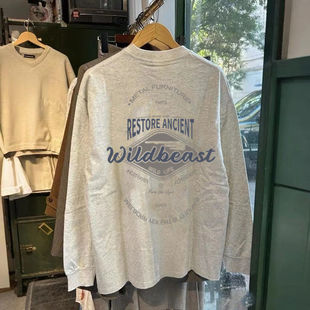 字母休闲宽松打底衫 T恤男美式 上衣女 秋冬潮牌长袖 300克重磅纯棉