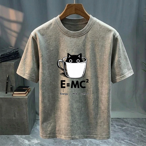 夏季新款潮流短袖T恤男美式休闲复古EMC黑猫棉重磅大码上装半袖女
