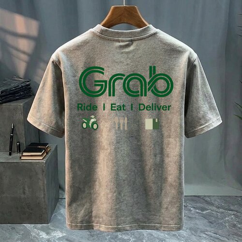 夏季新款潮流短袖T恤男美式休闲复古Grab棉重磅大码上装半袖女