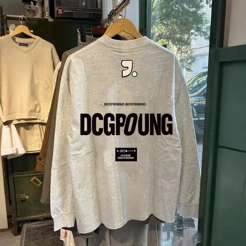 300克重磅纯棉!秋冬潮牌长袖T恤男美式字母宽松休闲打底衫上衣女