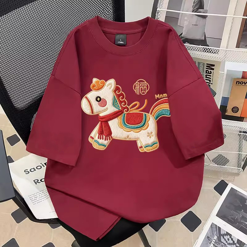 春夏季新款纯棉重磅潮流短袖T恤男美式休闲马年福宽松防晒半袖女,男装,时尚防晒服,淘宝优惠券,粉丝福利购,淘宝优惠卷