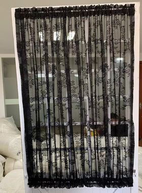绷纱帘杆屏风美式复古法式乡村碎花田园洛可可装饰灰黑色蕾丝绣花