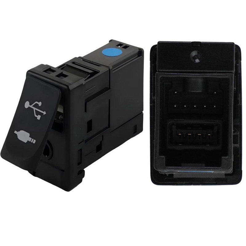 12V24V通用5针7针丰田汽车车载USB接口转AUX音频插孔电源连接器头