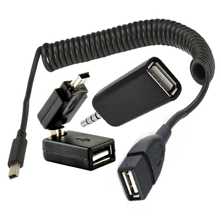 aux转U盘转换线mini usb转usb耳机插头公3.5mm音频公头母头转接线