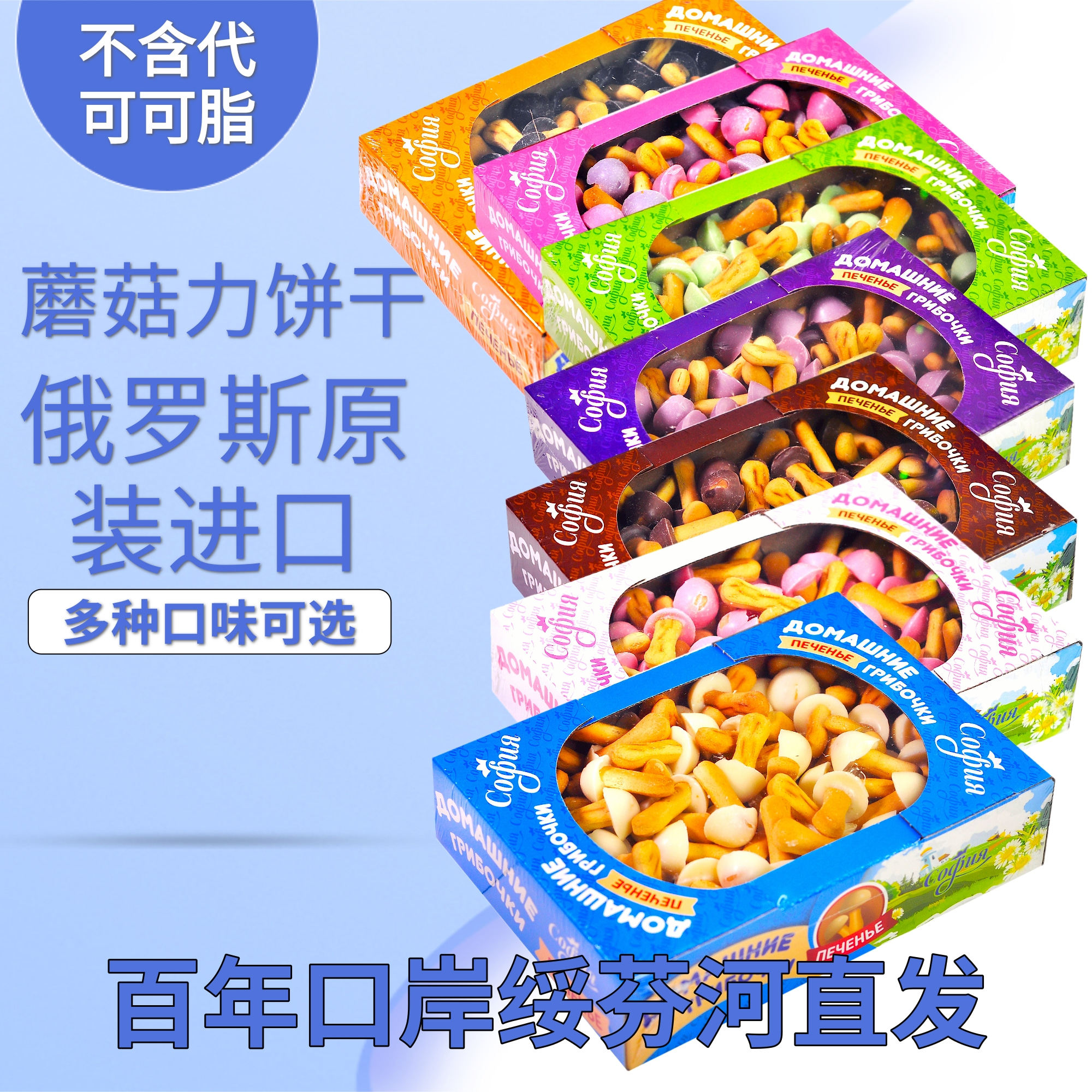 俄罗斯原装进口巧克力饼干蘑菇力饼干休闲零食