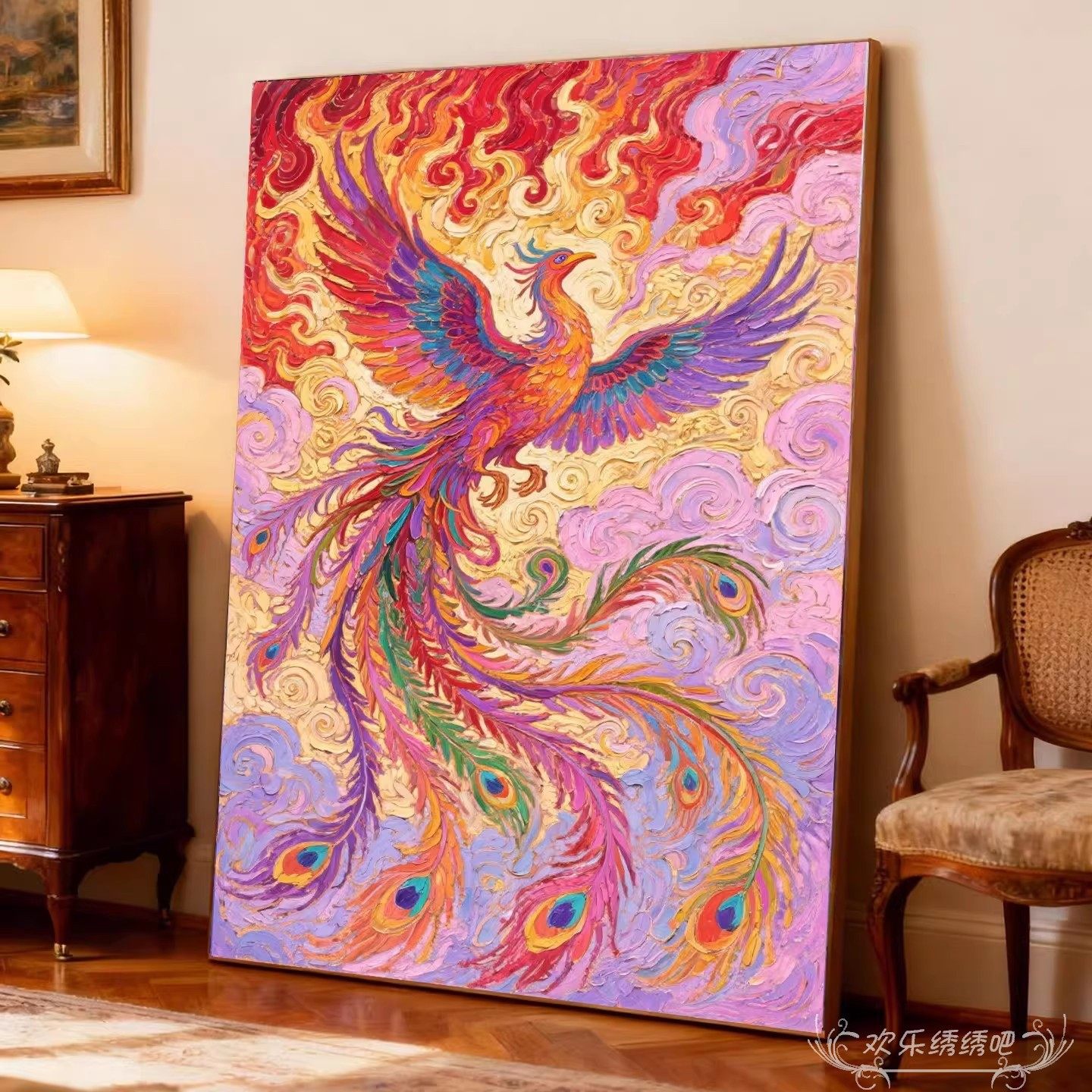 古风十字绣2026新款线绣浴火七彩凤凰图手工diy自制刺绣钻石贴画