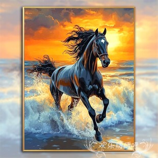 高级感十字绣2026新款满绣马踏金辉自己绣小件风景刺绣钻石画满钻