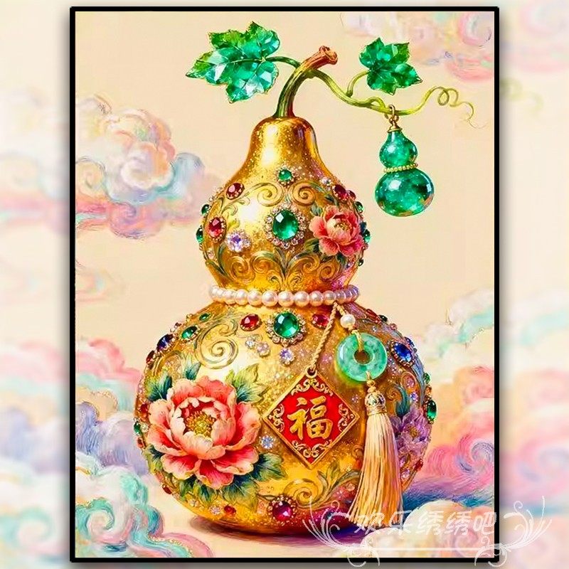 2026新款十字绣线绣小件新中式福禄高颜值手工diy刺绣钻石画满钻,居家布艺,十字绣套件,淘宝优惠券,粉丝福利购,淘宝优惠卷